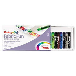 Pentel Fabric Pastel Dye Sticks, Assorted, 15/Set
