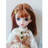 WELLVEUS 30cm Doll 1/6 BJD Girl Doll Full Set Eyes Face Makeup Wig Hair Dress Shoes Toy