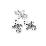 50pcs Antique Silver Plated Charms I Love Soccer Tibetan Pendants Jewelry Making DIY Handmade Craft