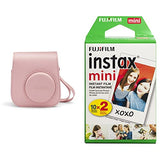Fujifilm Instax Mini 11 Case - Blush Pink (600021504) & Instax Mini Instant Film Twin Pack (White)
