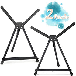 Falling in Art Aluminum 15" to 21" Tabletop Easel Display, Black Tripod with Rubber Feet, Holds Canvas, Paintings, Books, Photos, Signs (Pack of 2)