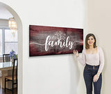 Sense Of Art|Family Word Sign|Family Wall Decor for Living Room|Farmhouse Decor|Hanging Decor|Country Wall Decor | Wall Art Large|Ready to Hang Wall Art (Wine Red, 42x19)…