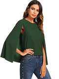 Romwe Women's Elegant Cape Cloak Sleeve Round Neck Party Top Blouse Green X-Large