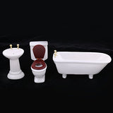 freneci 3 Pieces Dollhouse Bathroom Furniture Miniatures Accessories White Porcelain