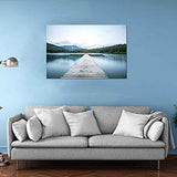 Nature Painting on Canvas Prints and Poster Lake Sky Clouds Woods Forest Paintings Pictures for Living Room Birthday Gifts Room Decoration Stretched and Framed Ready to Hang for Wall (36''W x 24''H)