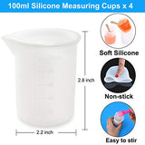 Coopay Silicone Resin Mixing Cups Kit- 100ml Silicone Measuring Cups, Silicone Mixing Cups, Transfer Pipettes, Finger Cots, Silicone Stir Stick and Silicone Mat for Art Making Handmade Craft