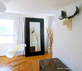 White Faux Taxidermy Modern Moose Home Decor 'The Edmonton' Hand-Painted Country Chic Moose Head & Antlers, Modern Farmhouse Wall Decor - Contemporary Rustic Art