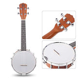 Vangoa Banjo Uke, 4 String Banjolele Concert 23 Inch Sapele Banjo Ukulele with Beginner Kit