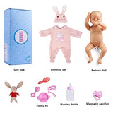 JIZHI Lifelike RebornBaby Dolls Full Vinyl Body 17 Inch Realistic Newborn Baby Dolls Soft Cloth Body Real Life Doll with Feeding Kit Accessories for Collection & Kids 3+