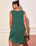 Romwe Women's Plus Size Summer Sundress Sleeveless Loose Casual T-Shirt Tank Dress Green 2X