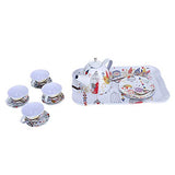 NszzJixo9 Children's Pretend Toy Deluxe Afternoon Tin Tea Set & Carry Case-Bird Flower, Tinplate Tea Set, Fairy Tale Picnic Basket and Tea Set [Ship from USA]