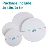 IVON Round Canvas, 4pcs Professional Stretched Circle Canvas Board for Painting, Acrylic Pouring - 12'' & 8''