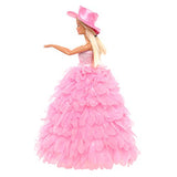 BARWA White Wedding Dress with Veil and Pink Princess Evening Party Clothes Wears Gown Dress Outfit with Hat for 11.5 Inch Girl Doll