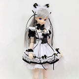 HMANE BJD Dolls Clothes 1/3, Bubble Dress Maid Outfit Clothes Set with Headwear for 1/3 BJD Dolls - (Black + White) No Doll