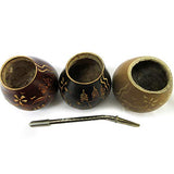 1 Argentina Mate Gourd Hand Made Natural Tea Cup Bombilla Straw Drink Set 6114