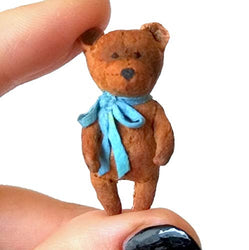 Miniature Dollhouse Teddy Bear, BJD Doll Toy Nursery Decor Cotton Felt Brown