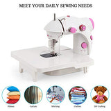 Sewing Machine Mini Electric Portable Mending Machine Lightweight Double Thread 2 Speed Multifunctional Crafting Machine with Foot Pedal for Beginners