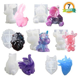 7PCS Animal Resin Molds, LET'S RESIN Epoxy Resin Silicone Molds, Unicorn Resin Casting Molds for Handmade Candle, Resin Crafts DIY
