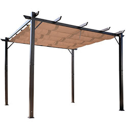 Outsunny 10’ x 10’ Aluminum Retractable Patio Gazebo Garden Pergola with Weather-Resistant Canopy and Stylish Design