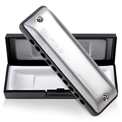 KONGSHENG Mars Harmonica,10 Hole Blues Harp Harmonica Diatonic Mouth Oragn Key of G with Grey Comb for Beginners, Adults and Professional