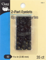 Dritz Eyelets, 2-Part - Black , 5/32" - 35 Ct.