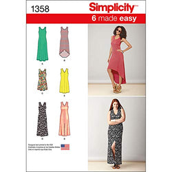 Simplicity 1358 Easy to Sew Women's Knit Dress Sewing Patterns, Sizes XXS-XXL