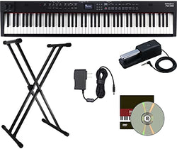 Roland RD-88 Key Stage Piano with Adjustable Stand, Roland DP-10 Pedal, and Austin Bazaar Instructional DVD - Black
