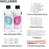 Epoxy Resin Kit Supplies - 16 OZ Including 8OZ Clear Art Resin and 8OZ Hardener for Craft, Coating, Jewelry, River Tables | Bonus Gloves, Cup, Sticks