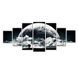 Startonight Huge Canvas Wall Art - Romantic Black and White Moon Large Framed Set of 7 40" x 95"