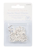 Darice VL8144305F 20-Piece Double Heart Charms, Silver