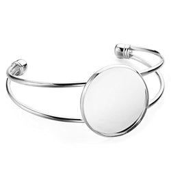 Stainless Steel Color(Rhodium Plated) Bezel Blank Bracelet For Men and Women Pack of 5 Fit 1 Inch