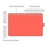 2020 HUION HS611 Graphics Drawing Tablet Android Support with 8 Multimedia Keys PW500 PW310 Battery-Free Stylus 8192 Pressure Sensitivity Tilt 10 Press Keys for Art Beginner-10inch (Coral Red)