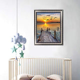 5D DIY Diamond Painting by Number Kits Landscape Diamond Painting Full Drill Crystal Rhinestone Arts Craft Embroidery Kits Wall Decor for Adults 13.717.7Inches (Sunset Wooden Bridge)
