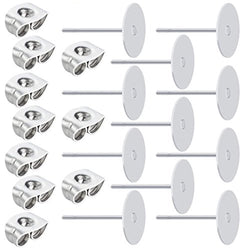 baotongle Stainless Steel Earrings Posts Flat Pad (2 Size) with 100 Pairs Earring Backs for Earring