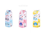 LifeDawn Set of 3 Creative Milk Cartons Waterproof PU Big Capacity Pencil Case,Yellow Blue Pink