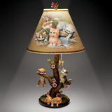 Country Kitties Lamp with Art by Jurgen Scholz! Sculpted Kitties Exploring the Outdoors with