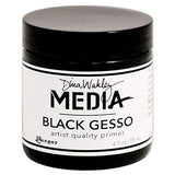 Dina Wakley Media Gesso – Artist Quality Primer - Bundle of 3 Large 4 Ounce Jars in White, Black and Clear