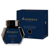 Waterman 50ml Ink Bottle for Fountain Pens, Serenity Blue Ink & 50ml Ink Bottle for Fountain Pens, Intense Black Ink (S0110710)