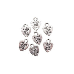 140 SILVER Tone Hand Made with Love Charms Wedding Favors Heart