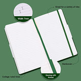 Huhuhero Notebook Journal, Classic Ruled Hard Cover, 120Gsm Premium Thick Paper with Fine Inner Pocket, Faux Leather for Journaling Writing Note Taking Diary and Planner,5"×8.25"(1,Green)