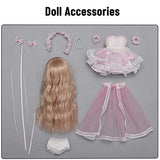 KDJSFSD 1/6 BJD Dolls 10.8 Inch Anime Doll SD Dolls Ball Jointed Doll DIY with Pink Princess Skirt Ribbon Shoes Wig Makeup Headband for Christmas Birthday Romantic Valentine's Day Gift