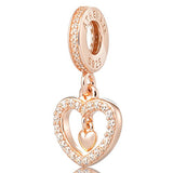 ATHENAIE 925 Silver Plated Rose Gold  with Pave Clear CZ Forever Love Pendant Drops Charm Beads