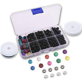 Lava Bead Kit, 400 Black Colored Lava Rock Stone Beads Diffuser Balls Kit Set for Essential Oils