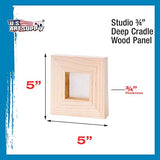 U.S. Art Supply 5" x 5" Birch Wood Paint Pouring Panel Boards, Studio 3/4" Deep Cradle (Pack of 5) - Artist Wooden Wall Canvases - Painting Mixed-Media Craft, Acrylic, Oil, Watercolor, Encaustic