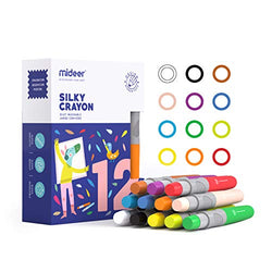 Mideer Crayons For Toddler - 12 Colors,Non-Toxic Baby Crayons,Kids Art Tools,Silky Twistable Chunky Jumbo Crayons,Window Caryons
