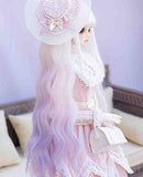 Olaffi Wig 1/3 1/4 1/6 BJD SD Doll Wig, High Temperature Fiber Long Wave Pink Gradient Purple Color Wigs for 1/3 BJD SD Dolls (Pink Gradient Purple),1/3