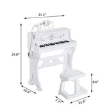 Qaba 32 Key Princess Electronic Kids Keyboard with Stool and Microphone - White