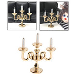 F Fityle 1:12 Dollhouse Miniature Mini Gold Candelabra Furniture European Style Candleholder Candlesticks Doll House Model DIY Ornaments