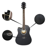 Left Handed Guitar,Left Handed Acoustic Guitar Cutaway 41 inch Full-size Beginner Guitar Package with Gig Bag Tuner String Strap Capo,Black By Janerock