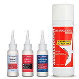 Starbond 2 oz. Thin CA Glue, 2 oz. Medium CA Glue, 2 oz. Thick CA Glue, 6 oz. Aerosol Accelerator Bundle, Cyanoacrylate Adhesive Super Glues for Woodworking, Woodturning, Guitar, Hobby